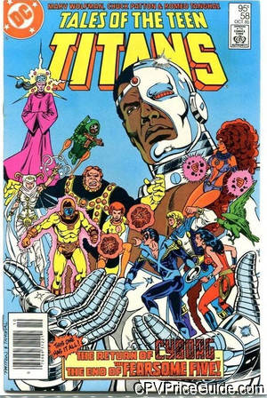 Tales of the Teen Titans #58 95¢ Canadian Price Variant Comic Book Picture