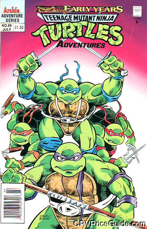 Teenage Mutant Ninja Turtles Adventures #58 $1.50 Canadian Price Variant Comic Book Picture