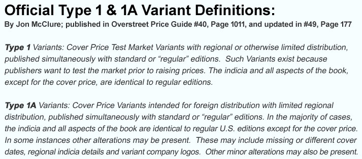 Official Type 1 & 1A Variant Definitions